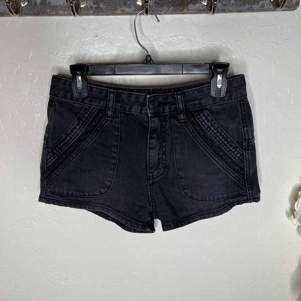 Free People Black Denim Sweet Surrender Boho Shorts Bohemian Size 27